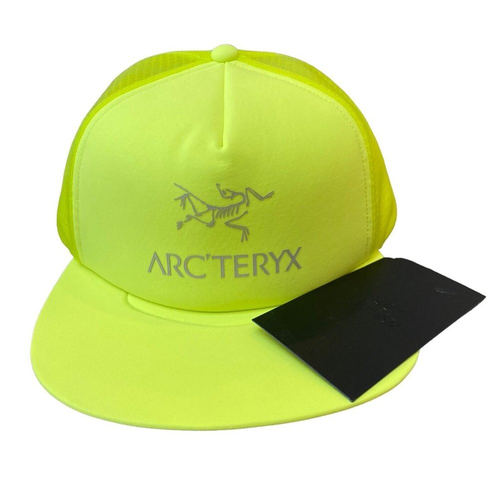 Arc’teryx Logo Trucker Flat Hat Cap Snapback Mesh Logo Sprint Neon Yellow